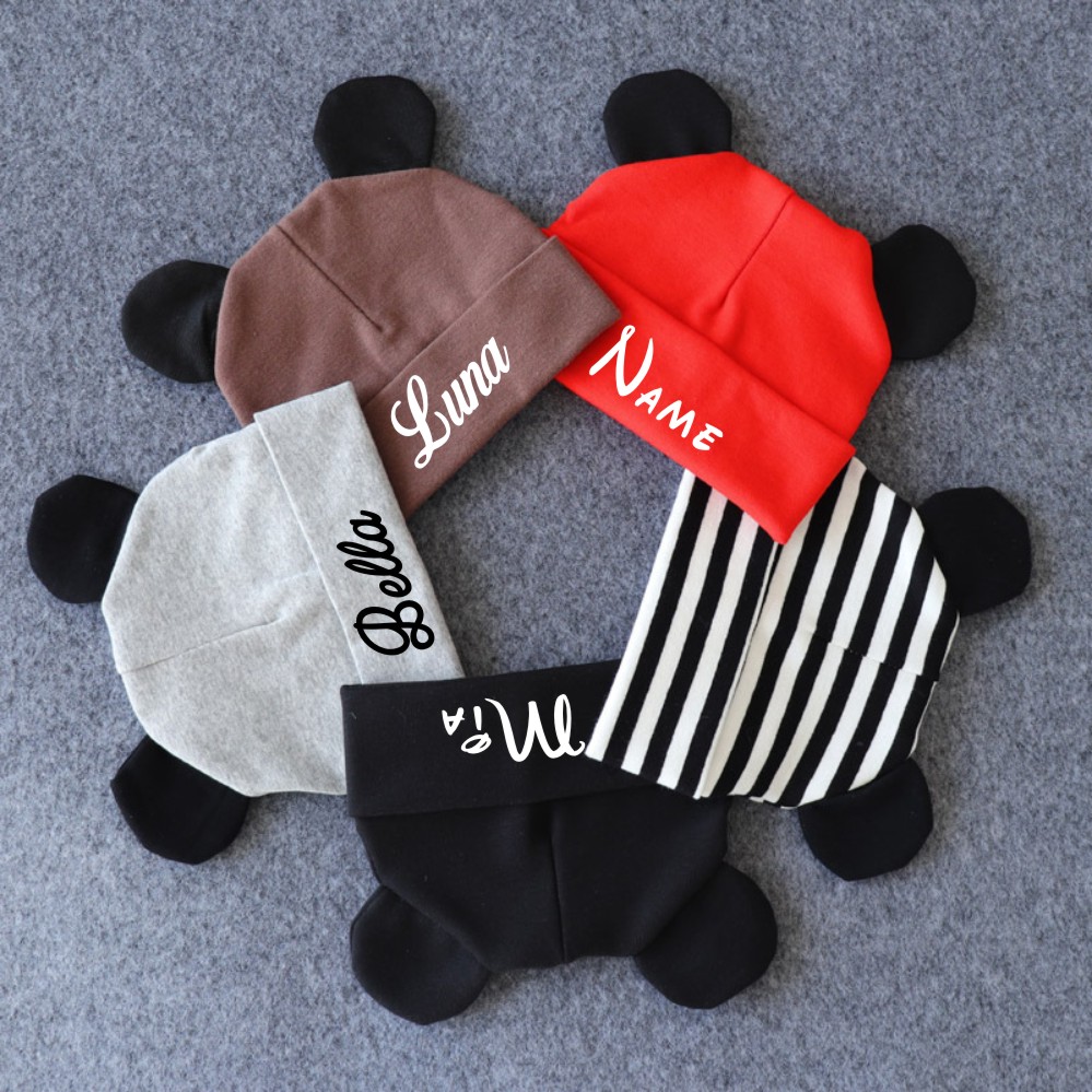 Infant Beanie Hat With Ears - Personalised Dễ Thương Cho Bé Bò
