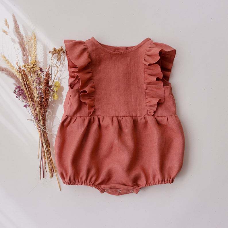Baby Summer Linen Sleeveless Jumpsuit - Mùa Hè Sơ Sinh Trẻ Sơ