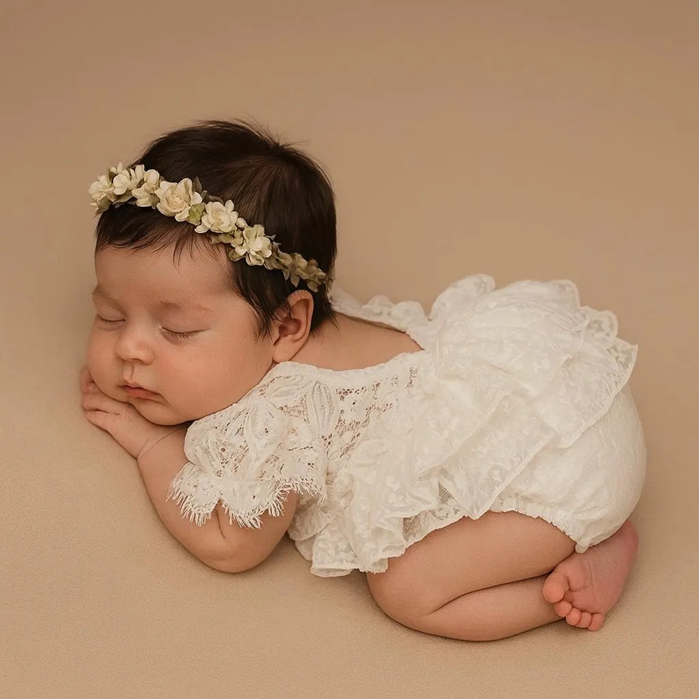 Newborn Baby Girl Romper Floral - Newborn Photography Outfit Girl White Lace