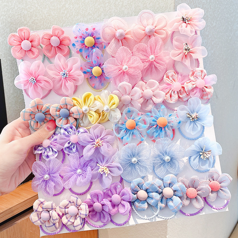 Baby Gear - 10Pcs Children's Mesh Flower Hair Loop