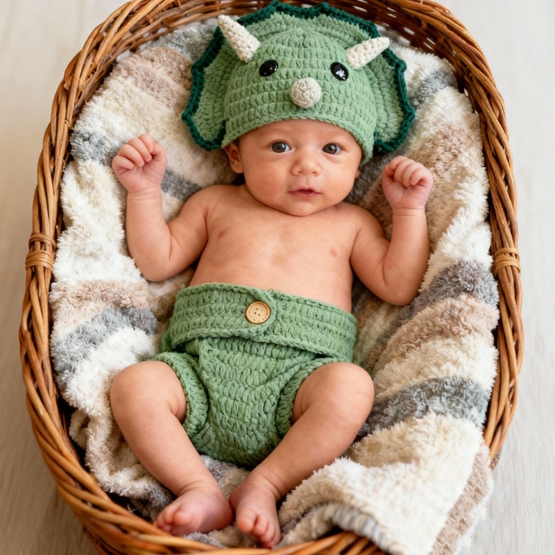 2pcs Crochet Dinosaur Newborn  - đánh giá và giá Infant Photography Props Outfit