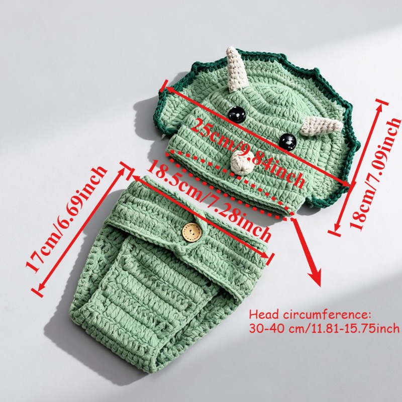 2pcs Crochet Dinosaur Newborn  - đánh giá và giá Infant Photography Props Outfit