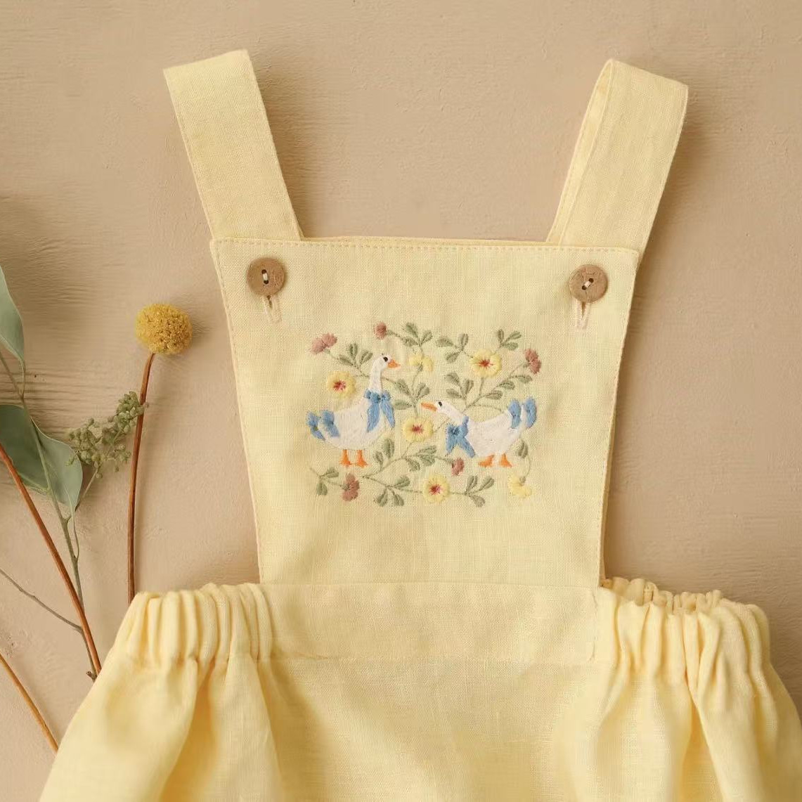 Countryside Style 2026 Summer  - đánh giá và giá Baby Summer Linen Sleeveless Jumpsuit