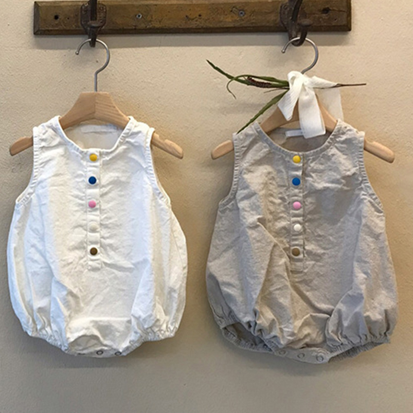 Linen Cotton Boys Romper Summe - đánh giá và giá Baby Summer Linen Sleeveless Jumpsuit