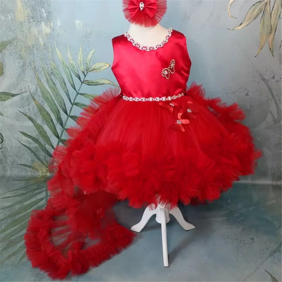 Customized Red Flower Girl Dre - đánh giá và giá Toddler Girl Tulle Party Dress