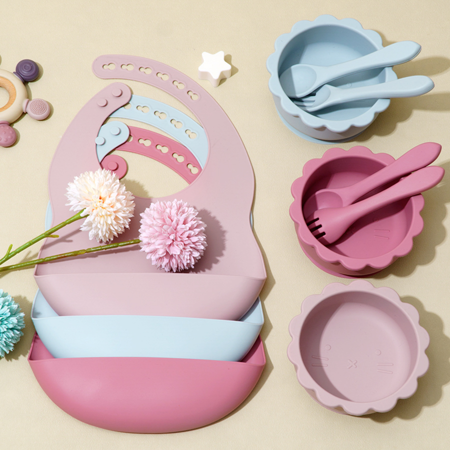 4PCS Baby Silicone Tableware S - đánh giá và giá Waterproof Baby Bibs Silicone