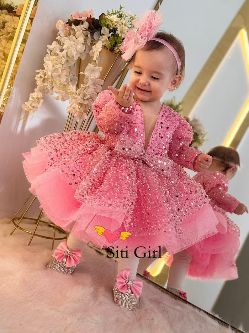 Pink Princess Baby Dress Flowe - đánh giá và giá Toddler Girl Tulle Party Dress