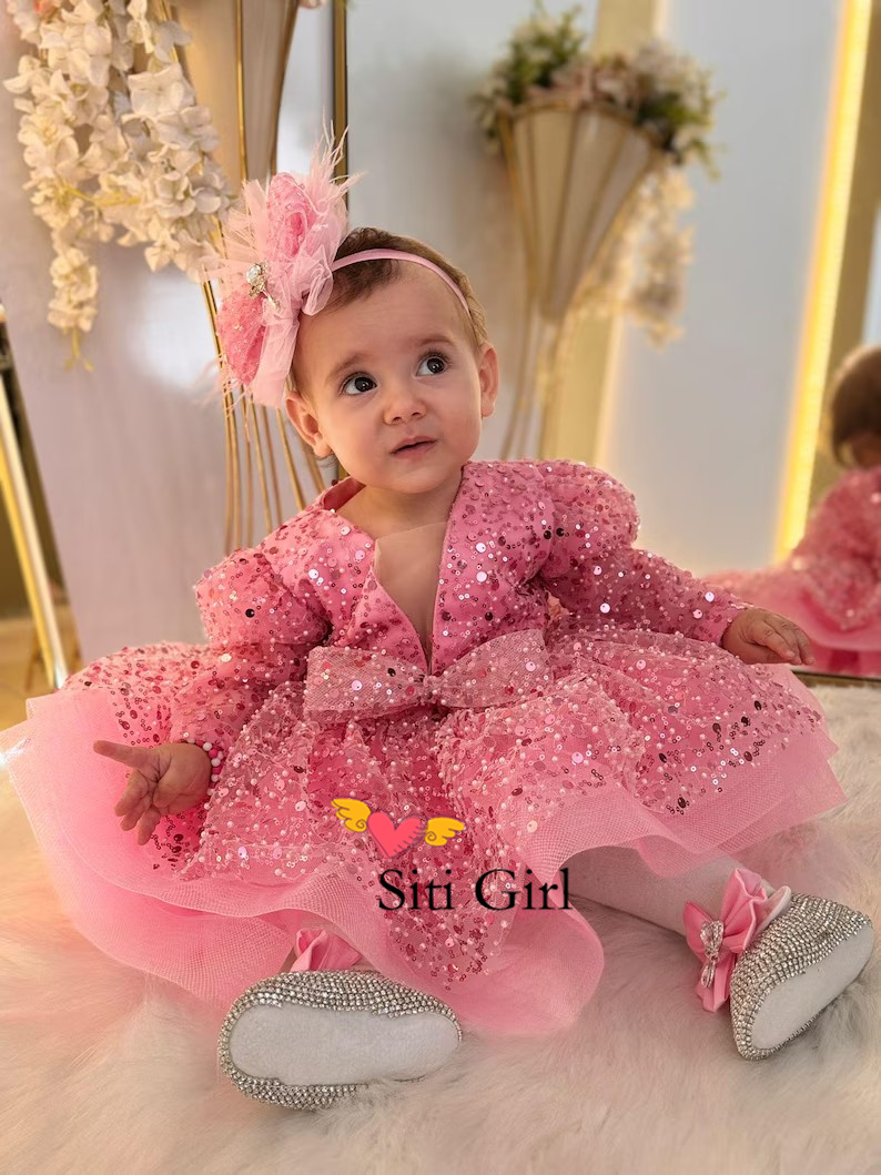 Pink Princess Baby Dress Flowe - đánh giá và giá Toddler Girl Tulle Party Dress
