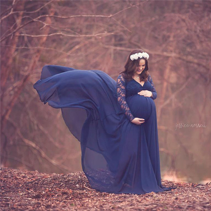 Mới Voan Phối Ren Mẹ Nhiếp Ảnh - đánh giá và giá Maternity Wear