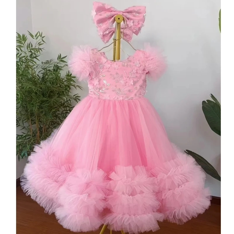Customized Pink Flower Girl Dr - đánh giá và giá Toddler Girl Tulle Party Dress
