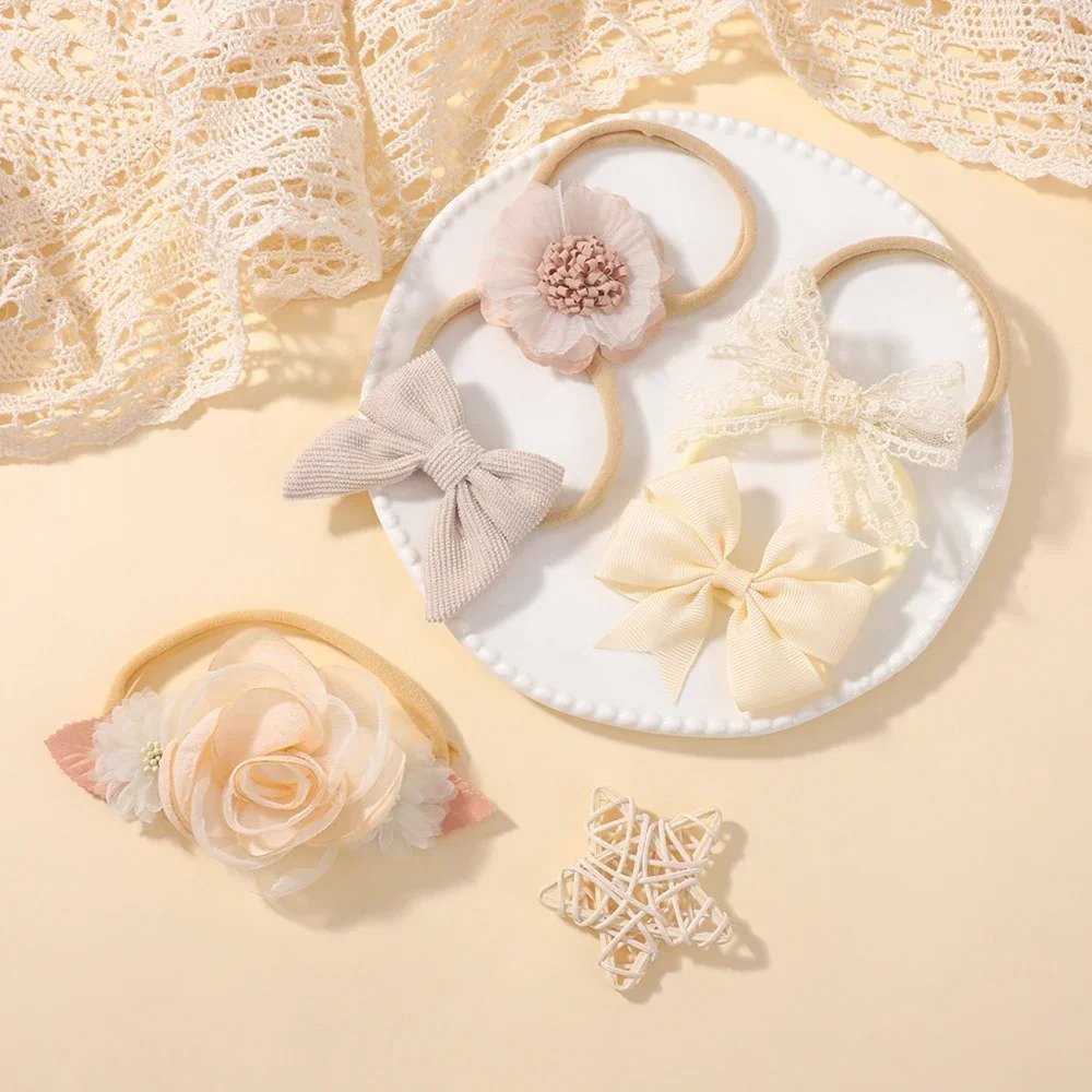 5Pcs Baby Flower Lace Bow Head - đánh giá và giá Baby Gear