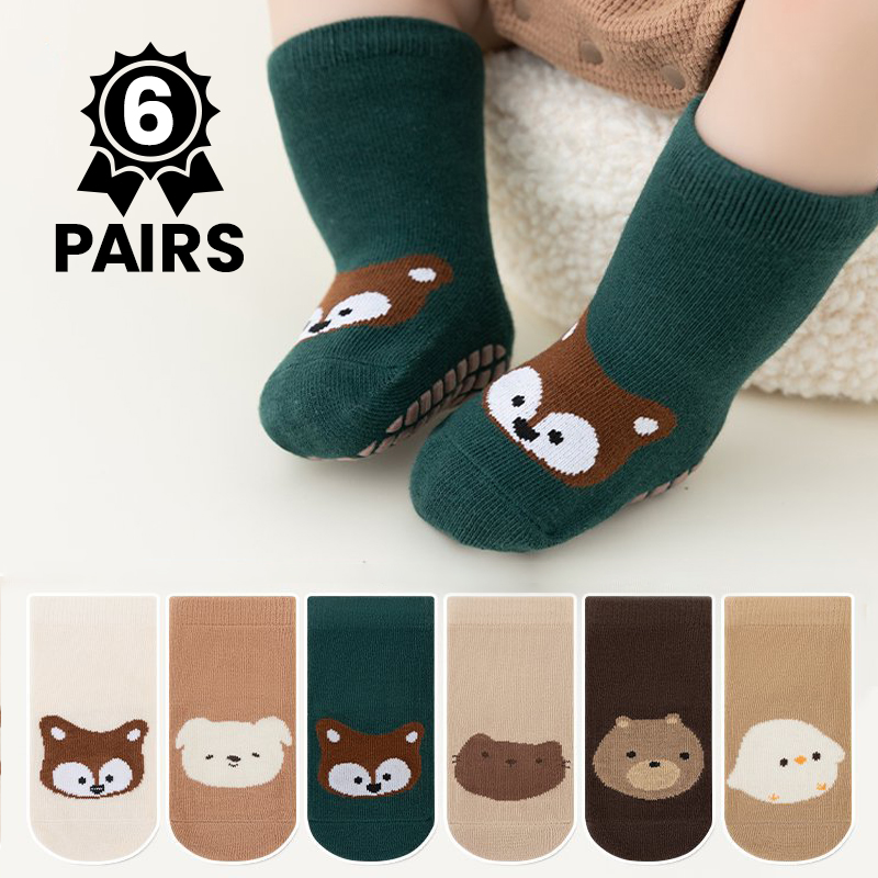 6Pairs Cute Cartoon Animal Bab - đánh giá và giá Unisex Baby Socks Non Slip