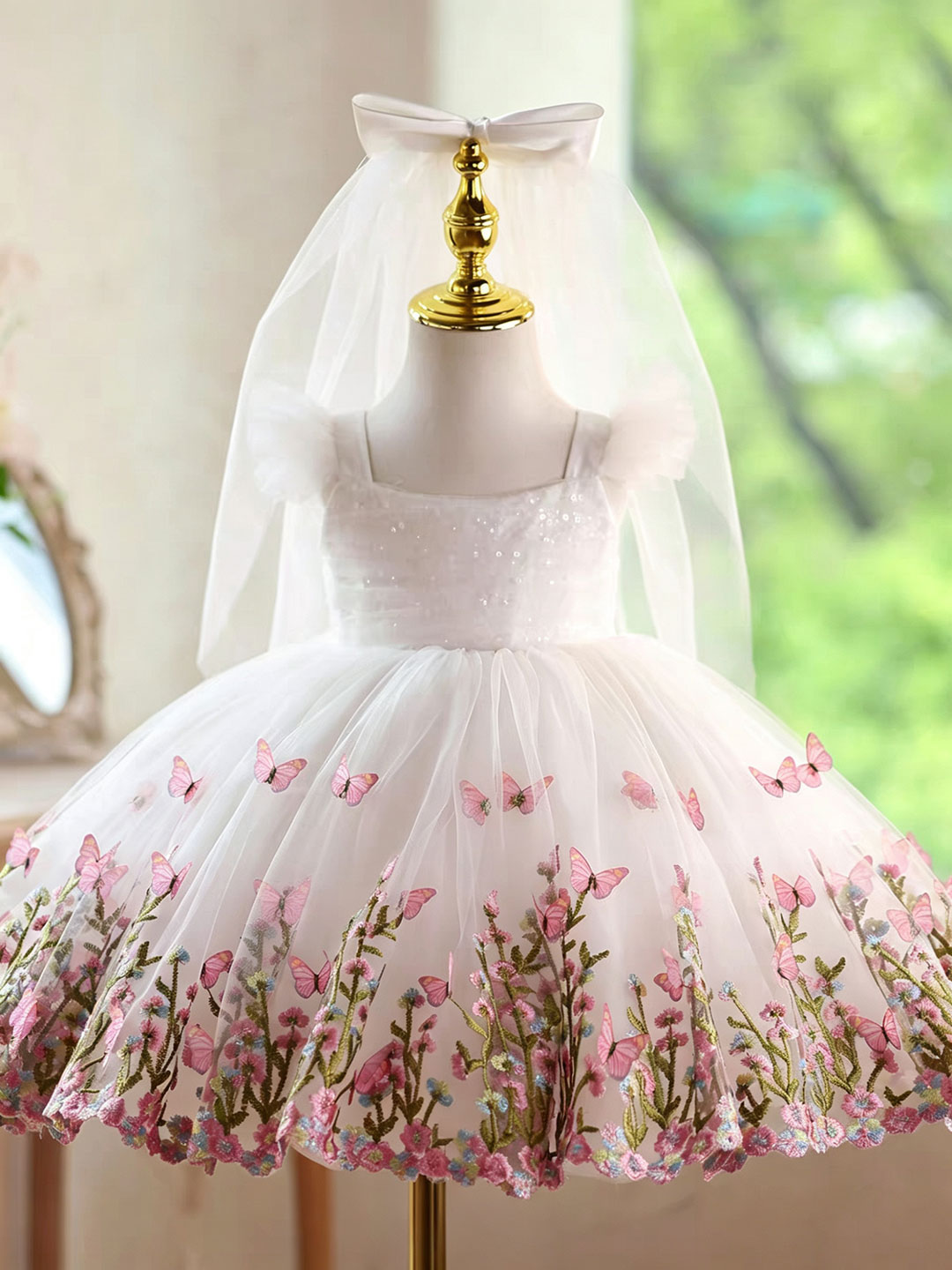 Jill Wish D277 White Butterfly - đánh giá và giá Toddler Girl Tulle Party Dress