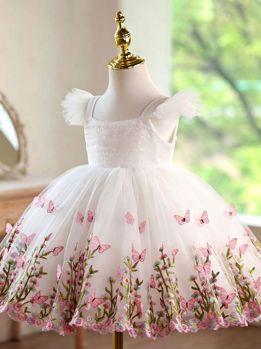 Jill Wish D277 White Butterfly - đánh giá và giá Toddler Girl Tulle Party Dress