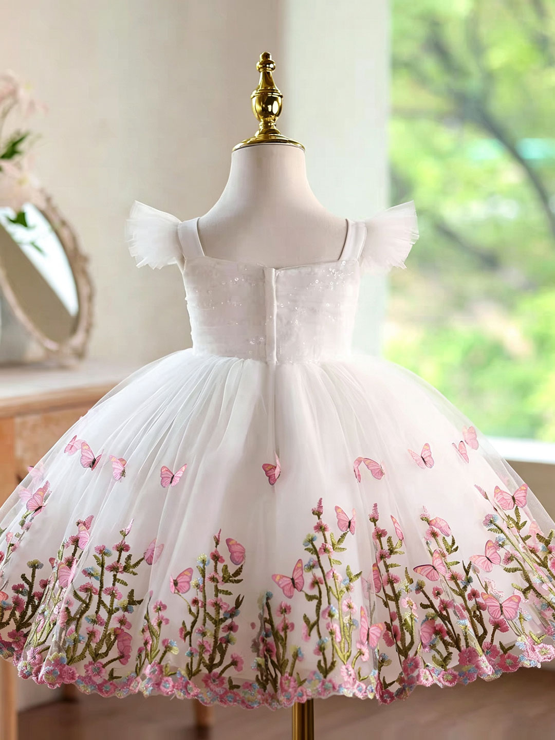 Jill Wish D277 White Butterfly - đánh giá và giá Toddler Girl Tulle Party Dress