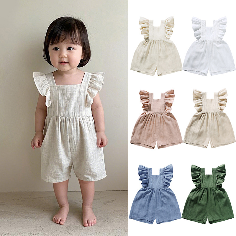 Summer Baby Clothes Unisex Gir - đánh giá và giá Baby Summer Linen Sleeveless Jumpsuit