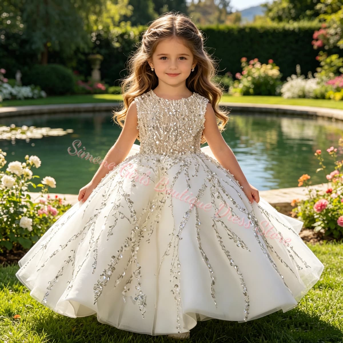 Flower Girl Dress Luxury Beade - đánh giá và giá Toddler Girl Tulle Party Dress