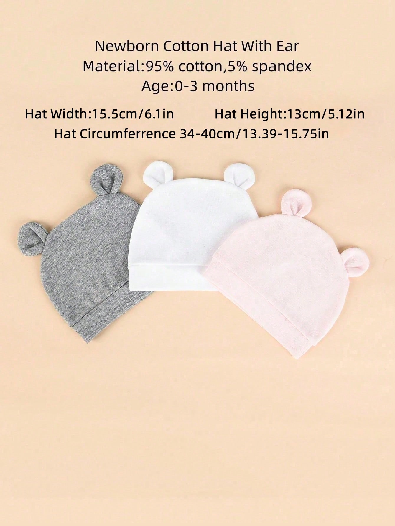 3-Pack Newborn Solid Color Sin - đánh giá và giá Infant Beanie Hat With Ears