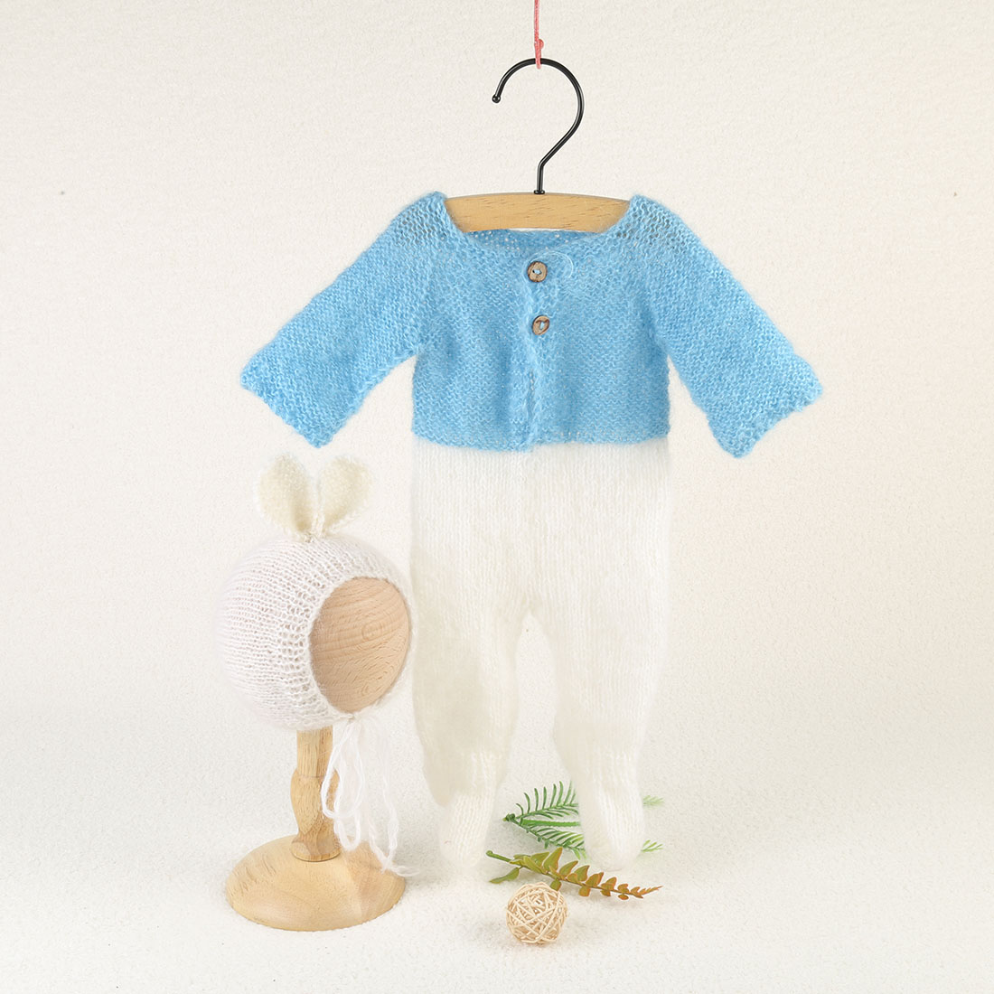 Vintage Knit Fluffy Teddy Bear - đánh giá và giá Infant Photography Props Outfit