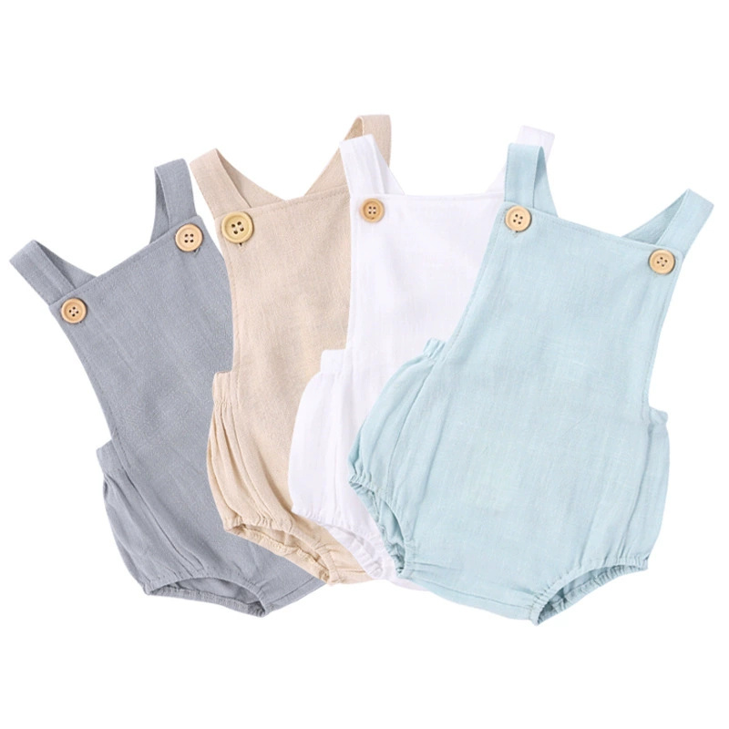 2025 Summer Newborn Baby Boys  - đánh giá và giá Baby Summer Linen Sleeveless Jumpsuit