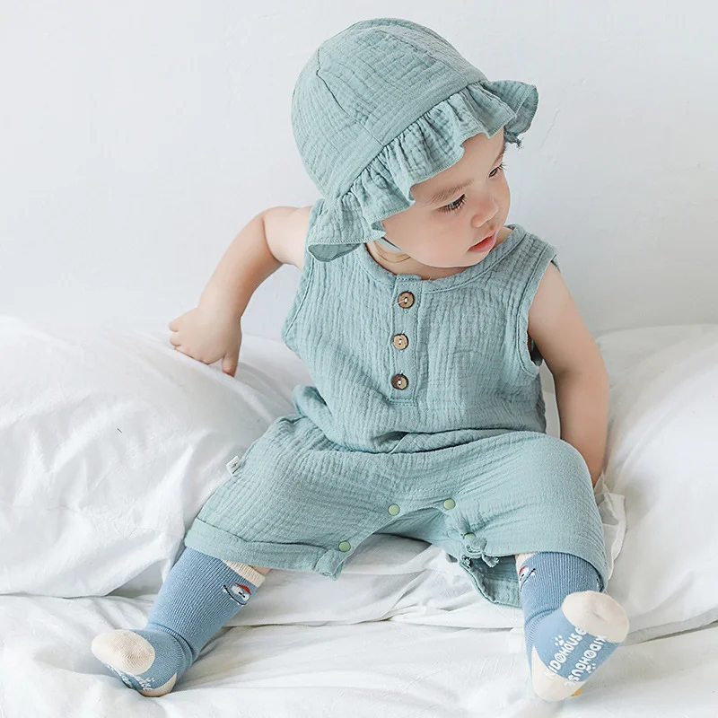 2Pcs/Set Baby Summer Clothing  - đánh giá và giá Baby Summer Linen Sleeveless Jumpsuit