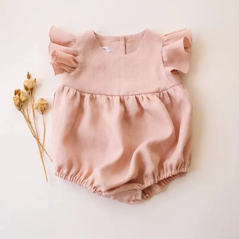 0-24M Linen Cotton Newborn Gir - đánh giá và giá Baby Summer Linen Sleeveless Jumpsuit